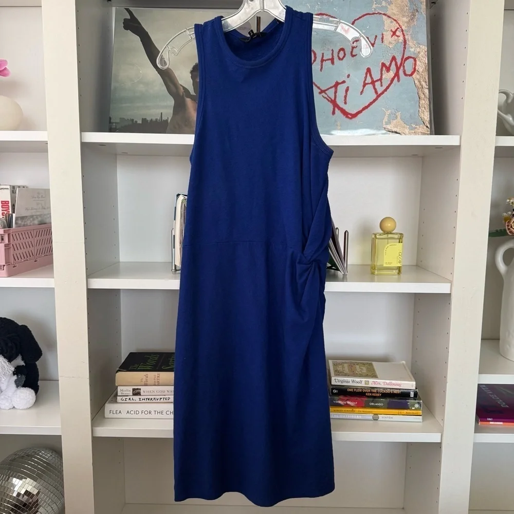 TED BAKER Blue Livviaa Knotted Cotton-jersey Mini Dress - Picture 3 of 5